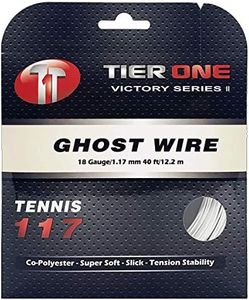 Tier One Ghost Wire Soft co-Polyester Tennis String (Set - White, 18 Gauge (1.17 mm) - 12,2 m Set)