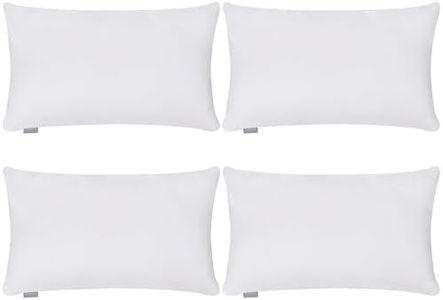 4-Pack Cotton Comfortable Solid Decorative Throw Pillow Case Rectangle Cushion Cover Pillowcase for Lumbar (Cover Only,No Insert) (12x20inch/30x50cm, White)