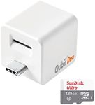 MAKTAR Qubii Duo USB-C Flash Drive with microSD Card 128GB, [Apple MFi Certified] Compatible for iPhone/iPad/Android, Auto Backup Photo & Video While Charging, Photo Stick/Storage Device (White)