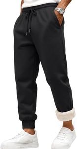 EFAN Mens Fleece Lined Sweatpants Sherpa Thermal Winter Joggers Black S