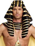 Dreamgirl Adult Pharaoh Headpiece, Egyptian Halloween Costume Accessory for Men, Black, One Size