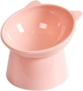 Tilted Elevated Cat Food Bowl - Cat Bowls Whisker Friendly Anti Vomiting Slanted Cat Feeding Bowls Cute Shallow Cat Bowl (Tall Cat Bowl-Pink)