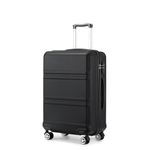 Kono Fashion Hand Luggage Lightweight ABS Hard Shell Trolley Travel Suitcase with 4 Wheels Cabin Carry-on Suitcases (20", Black)