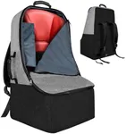 ZRRAJOY Padded Car Seat Travel Bag for Airplane, Heavy Duty Backpack for Air Travel, Water-Resistant Carrier with Shoulder Strap, Fits Most Car Seats (Grey+Black)