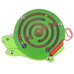 HappyToy Animal Mini Wooden Round Magnetic Wand Number Maze Interactive maze Magnet Beads Maze on Board Game City Traffic Eduactional Handcraft Toys (Tortoise)