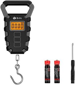 Báscula de Equipaje Digital, ORIA Báscula de Pesca Digital con Gancho, Báscula de Equipaje de 50Kg, Báscula Colgante Impermeable IPX4, Pantalla LCD Retroiluminada y 2 Baterías AAA - Gris