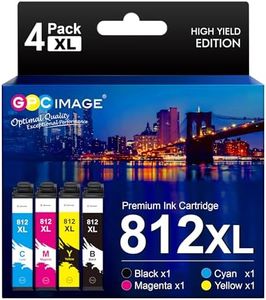 812XL Ink Cartridges Combo Pack Replacement for 812XL 812 XL Ink Cartridges High Yield Work with Workforce Pro WF-7840 WF-7820 WF-7310 EC-C7000 Printer（Black Cyan Magenta Yellow, 4 Pack）