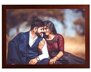 zig zag Customized Big Photo Frames With Photo | Personalized For Wall Decoration , Marriage , Birthday , Anniversary, Gift With Our Own Picture Size Large 18x26 inch, Brown ,Medium Density Fibreboard;Wood;Canvas;Fiber Wood