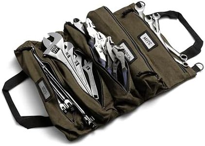 Official Voyager Tool Roll Bag - Easy to Carry 5-Pocket Roll Up Tool Bag - Durable 20oz Canvas, Rust-Proof YKK Zippers & Secure Buckle - A Gift for Dads, Mechanics, Electricians & Hobbyists| ArmyGreen