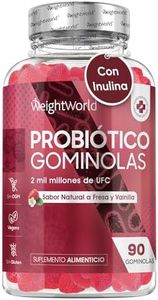 Probióticos Intestinales en Gominolas, 90 Unidades Sabor Natural a Fresa y Vainilla - Suplemento de Alta Potencia con 2 Mil Millones de UFC de Bacillus Coagulans y 100mcg de Inulina Prebiótica
