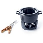 Alva Nori - Cast Iron Fondue Set - Melting Pot, Enameled Cast Iron Cookware Set, Fondue Pot with 8 Forks, Food Warmers for Parties, Cheese Melts, Hot Chocolate Maker, Non Toxic Cookware Set - 2 Qt 8"