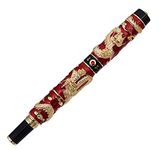 Jinhao Fountain pen, Chinese Handmade Cloisonne Enamel Painting Dragon, Medium Nib, Signature and Collection Pens, Business Gift Pen (Red)