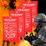 4Pack Kitchen Fire Blanket Fiberglass Fire Blanket 40"x40" for Emergency Survival, Flame Retardant Protection, and Heat Insulation, for Kitchen, Fireplace, Car, Camping, Emergency