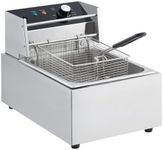 Electric Deep Fryer, 6L Tank Stainless Steel Deep Fryer with Basket & Lid, Countertop Fryers for Home Kitchen and Restaurant, 1800W, 110V