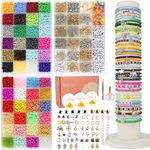 4MM Glass Seed Beads Bracelet Making Kit, 48 colours seed beads Friendship Bracelet Making kit, Glass Seed Beads Jewellery making kit, bracelets earrings necklaces, DIY Craft Set, Girls' Gift Set