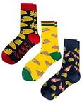 CLOFANWIN Men's Cinco de Mayo Taco Mexican Socks 3 Pairs, Multicolored, One Size