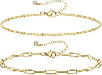 KissYan Gold Layered Ankle Bracelets for Women, Dainty 14K Gold Plated Layering Anklets Set Adjustable Trendy Cuban Link Snake Tennis Figaro Chain Ankles Summer Beach Foot Jewelry Gifts for Women