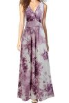 WOOSEA Women Sleeveless Deep V Neck Loose Plain Long Maxi Casual Dress, Flowers #14, L