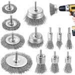 DazSpirit 12pcs Wire Brush for Drill, Brass Coated Wire Wheel Brush & Cup Brush Set with 1/4-Inch Shank Brush Kit for Removal Rust/Corrosion/Paint Stripper - Drill Sanding Attachment