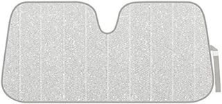 BDK AS-2511 Front Windshield Shade-Accordion Folding Auto Sunshade for Car Truck SUV-Blocks UV Rays Sun Visor Protector-Keeps Your Vehicle Cool-57 x 27 Inch, Silver Glitter