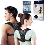 Doctor Developed Posture Support/Posture Correct/Stabilizer/Back Brace & Doctor Written Handbook - Fully Adjustable for Upper & Lower Back Pain & Support. Suitable for Men & Women (Black, Medium)