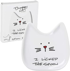 Pavilion Gift Company Blobby Cat, Cat Spoon Rest I Licked The Spoon, 5", White