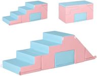 Qaba Kids Crawl and Climb Foam Play Set Toddler Nugget 2-Piece Interactive Set for Climbing, Crawling, Sliding Play Zone for Baby Preschooler 1-3 Years