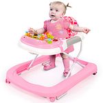 Hadibio Baby Walker, 2 in 1 Foldable Height Adjustable Walker with Music and Lights, Converts to Baby Push Along Walker and Kids Feeding Seat with Removable Play Tray, Suitable for Ages 6 Months +