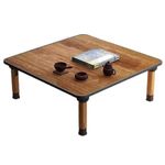WIKLMOTH Japanese Wooden Folding Tea Coffee Tables, Square Floor Adjustable Low Table for Tatami Sitting On The Floor, Foldable Laptop Kotatsu Dining Table Meditation Bay Window Table (60 * 60cm)