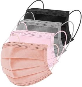 ZIYE 100 Pcs Non-medical Disposable Face Masks - Breathable Non-woven Maskial Mouth Cover 3 Layer with Nose Clip Elastic Earloop Multicolor