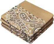 Tan Bandanas - 3 Pack Gift Set, 100% Cotton, 22x22 Inches, Paisley - Beige Handkerchief Khaki Headband Scarf