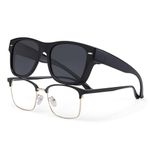 YAMEIZE Vintage Polarized Rectangle Wear Over -Sunglasses for Men Women Classic Anti Glare UV400 Protection Square Wear Over Eyewear Driving Outdoor