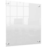 Nobo Small Glass Whiteboard Panel, Dry Erase Surface, Frameless, Corner Wall Mounting, Home/Office, 300 x 600 mm, Includes Marker Pen, White, 1915603