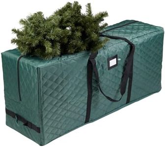 Zober Christmas Tree Storage Bag - Open Top, Quilted Christmas Tree Storage Box for Disassembled Trees up to 9 Feet with Carry Handles and Dual Zipper - 59x15x21.75 Inches, Green