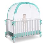 L RUNNZER Crib Pop Up Tent Baby Mesh Cover Net Toddler Bed Canopy Netting Cover Protect Baby from Biting and Falling, Emerald, 51 x 51 x 27 Inch