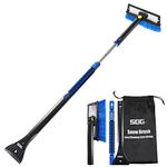 SEG Direct 50" Extendable Snow Brush Ice Scraper Combination with Foam Grip Handle Auto Window Windshield Snow Removal Tool for Car SUV RV Truck, Black and Blue