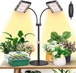 LBW Plant Grow Light, Full Spectrum Dual Heads Desk Plant Light for Indoor Plants, Growing Lamp with 3H/6H/12H Timer, 6-Level Brightness, 3 Lighting Modes, Height Adjustable, Ideal for Indoor Growth