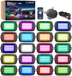 MICTUNING Q1 MAX RGB+IC Rock Lights 20 Pods Kit, 480 Beams 1000% Brighter Chasing Dreamcolor Underglow Neon Lights, APP Control Multicolor Extensible Underbody Lighting Kit for Truck ATV UTV Boat