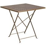 Flash Furniture Oia Commercial Grade 28" Square Gold Indoor-Outdoor Steel Folding Patio Table