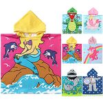 NovForth Kids Beach Towel for Boys Girls, Hooded Bath Towel Wrap, Toddler Pool Towel with Hood, Alligator