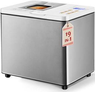 KEEPEEZ Stainless Steel 19-IN-1 2LB Dual Heaters Bread Maker, Auto & Quiet Breadmaker Machines with Gluten-Free, Sourdough, Pizza, Dough. Non-Stick Pan&15H Timer, 1H Keep Warm & 3 Loaf Colors, Recipes