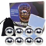 Ecentaur Large Whiskey Stones Stainless Steel Metal Ice Cube Reusable Balls 2.2" Gift Set for Men Chilling Drinks Set of 8