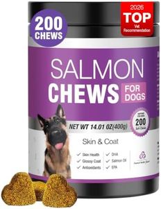 TTLXBL Omega 3 Skin and Coat Supplement for Dogs 200 Chews Dog Fish Oil Supplements with EPA & DHA Fatty Acids Dry Skin Relief for Dogs Shedding Allergy Itching Promotes Heart Hip Joint(Peanut Butter)
