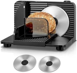FOHERE Allesschneider Elektrisch,Klappbare Brotschneidemaschine Mit 2 Edelstahlklingen, Schnittstärke 0-15mm Stufenlos Einstellbar, Perfekt Für Brot, Käse, Aufschnitt Und Gemüse