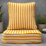 The Furnishers Multipurpose 50x50x8 CM Woven Fashionable High Densitiy Foam Cushion Set for Floor, Patio, Chair and Balcony Garden Seating - Yellow Stripe - Medium Size Set - 20x20x3 Inch