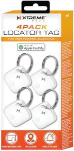 Xtreme Locator Tag 4-Pack Compatible with Apple Find My App (iOS only) Bluetooth Item Finder with Keychain, Key Finder, Live Location Tracker, 100dB Alert Ring, for Wallet, Keys, Pets, & Suitcases