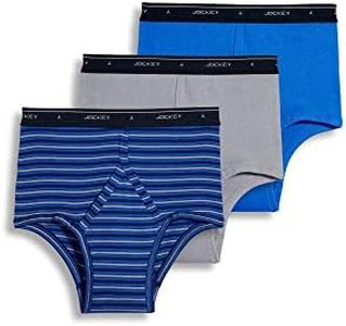 JOCKEY Men's Underwear Classic Full Rise Brief - 3 Pack, Majestic Stripe/mid Grey/Intense Royal, 36