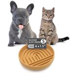 Slow Feeder Dog Food Bowl, Small - Small Breed Dog, Puppy, & Cat Puzzle Feeder - Stop Gulping, Take It Easy with This Aesthetic, Silicone Dog Slow Feeder Bowl (Small Dog Slow Feeder Bowl, Honey)