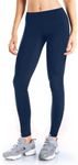 Yogipace Women's Water Resistant Fleece Lined Thermal Tights Winter Running Cycling Skiing Leggings with Zippered Pocket,36",Navy Blue,Size S