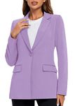 Urban CoCo Women's Casual Blazers Open Front Lapel Button Long Sleeve Office Work Suit Jacket (Lavender, L)